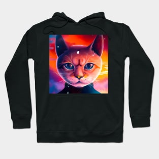 Space cat at sunset Hoodie